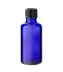 Glasflasche 50 ml blau mit schwarzem Schraubverschluss
