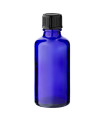 Glasflasche 50 ml blau mit schwarzem Schraubverschluss