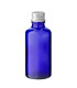 Glasflasche 50 ml blau mit silbernem Aluminium-Schraubverschluss