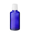 Glasflasche 50 ml blau mit weißem Tropfer