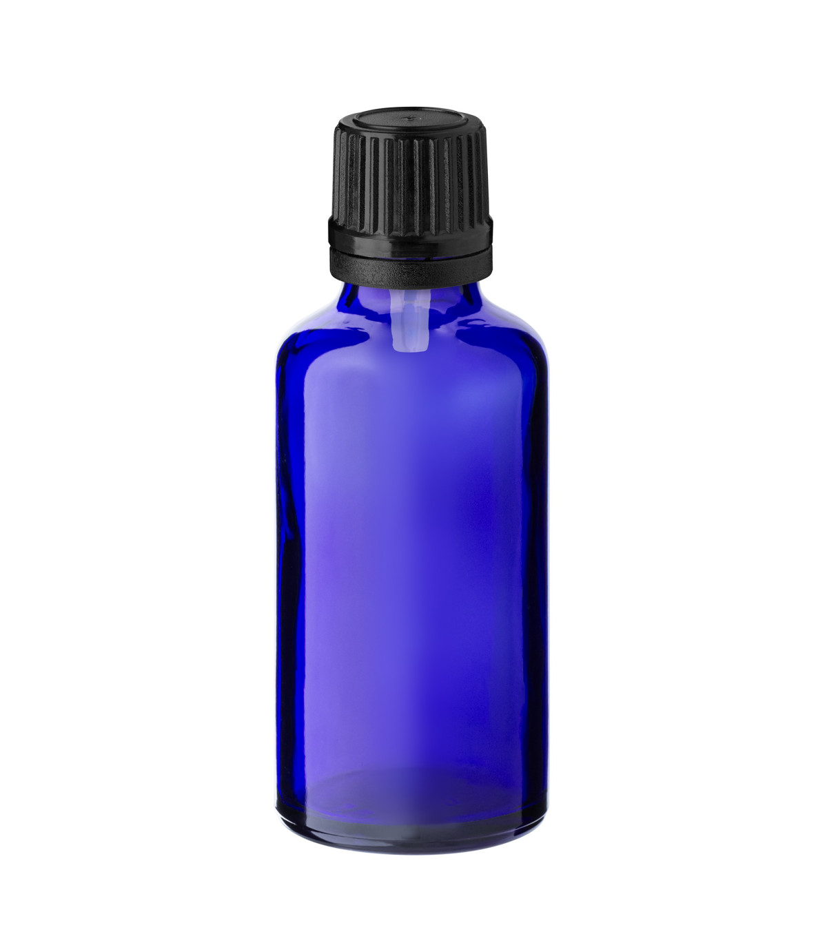Glasflasche 50 ml blau mit schwarzem Tropfer