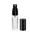 Glasflasche 5 ml klar quadratisch mit schwarzem Zerstäuber