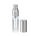 Glasflasche 5 ml klar quadratisch mit silbernem Zerstäuber