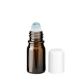 Glasflasche 5 ml braun Roll-On mit weißem Schraubverschluss