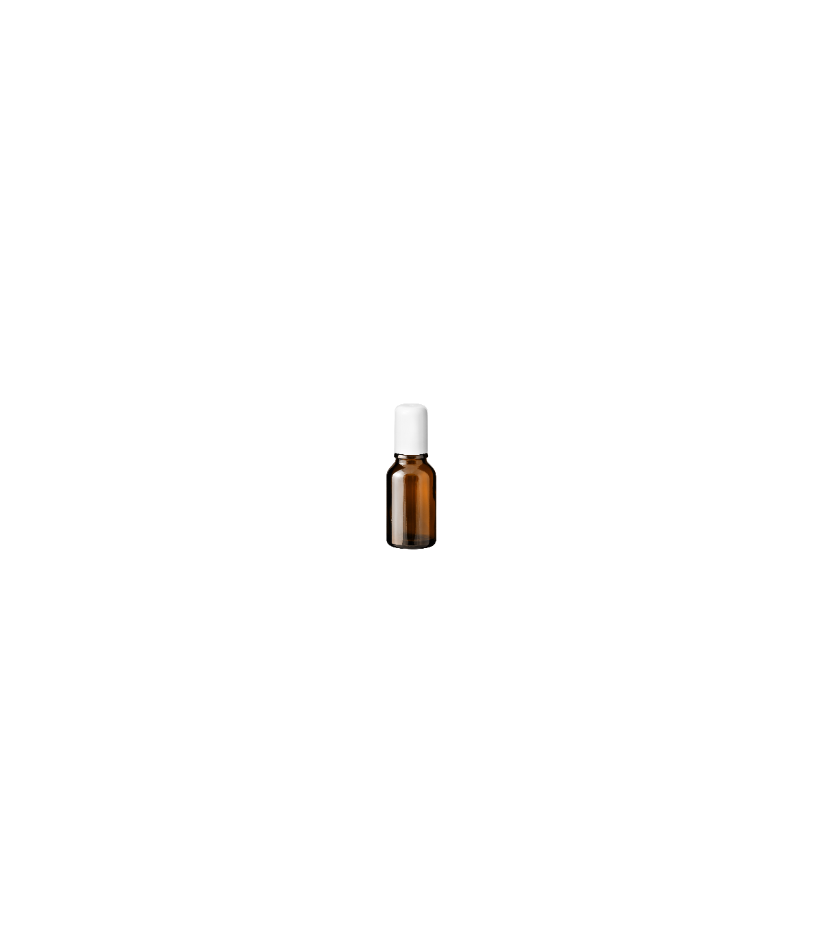 Glasflasche 15 ml braun Roll-On mit weißem Schraubverschluss