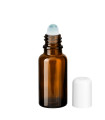 Glasflasche 20 ml braun Roll-On mit weißem Schraubverschluss