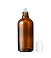 Glasflasche 100 ml braun Roll-On mit weißem Schraubverschluss