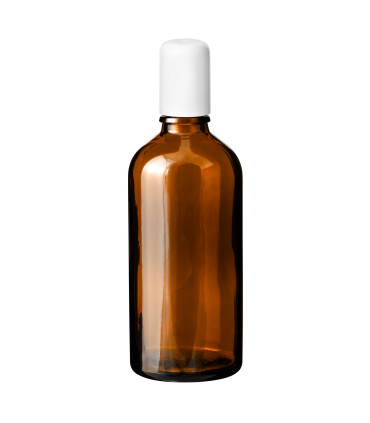 Glasflasche 100 ml braun Roll-On mit weißem Schraubverschluss