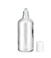 Glasflasche 100 ml klar Roll-On mit weißem Schraubverschluss