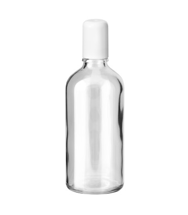 Glasflasche 100 ml klar Roll-On mit weißem Schraubverschluss