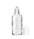 Glasflasche 50 ml klar Roll-On mit weißem Schraubverschluss