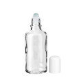 Glasflasche 50 ml klar Roll-On mit weißem Schraubverschluss