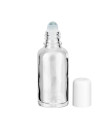 Glasflasche 30 ml klar Roll-On mit weißem Schraubverschluss