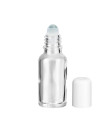 Glasflasche 20 ml klar Roll-On mit weißem Schraubverschluss