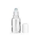 Glasflasche 15 ml klar Roll-on mit weißem Schraubverschluss