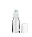 Glasflasche 10 ml klar Roll-on mit weißem Schraubverschluss