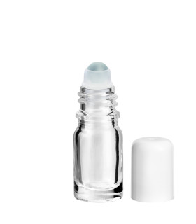 Klarglasflasche 5 ml Roll-on mit weißem Schraubverschluss