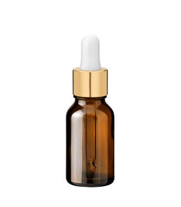 Glasflasche 15 ml braun mit goldener Pipette