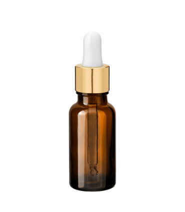 Glasflasche 20 ml braun mit goldener Pipette