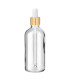 Glasflasche 100 ml klar mit goldener Pipette