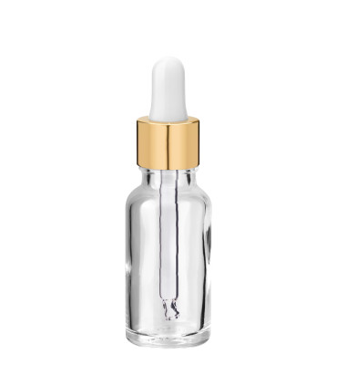 Glasflasche 20 ml klar mit goldener Pipette