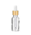 Glasflasche 20 ml klar mit goldener Pipette