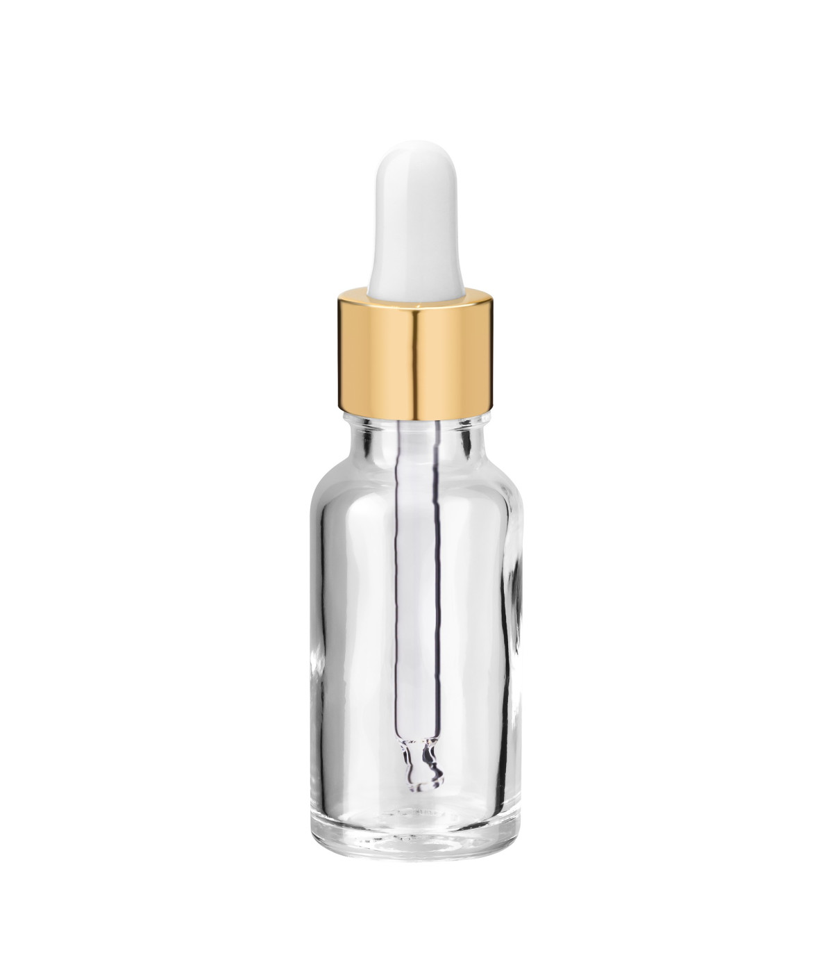 Glasflasche 20 ml klar mit goldener Pipette