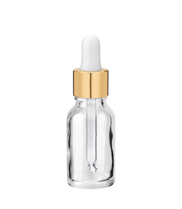 Glasflasche 15 ml klar mit goldener Pipette