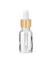Glasflasche 15 ml klar mit goldener Pipette
