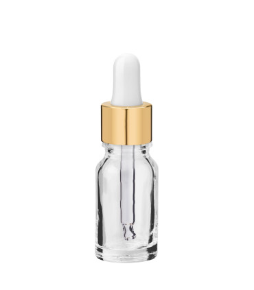 Glasflasche 10 ml klar mit goldener Pipette