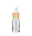 Glasflasche 10 ml klar mit goldener Pipette