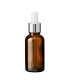 Glasflasche 30 ml braun mit silberner Pipette