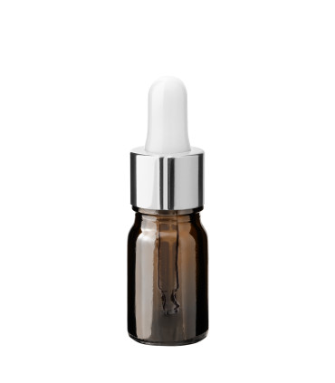 Glasflasche 5 ml braun mit silberner Pipette