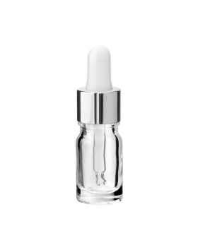 Klarglasflasche 5 ml mit silberner Pipette