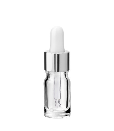 Glasflasche 5 ml klar mit silberner Pipette
