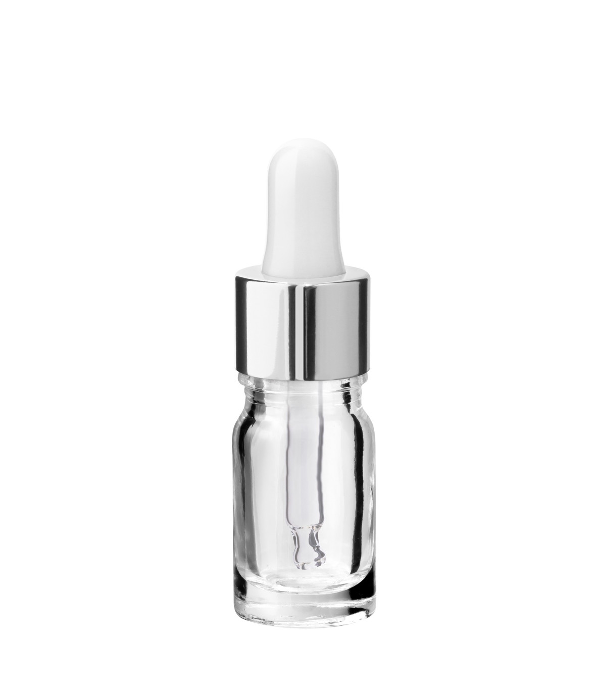 Glasflasche 5 ml klar mit silberner Pipette
