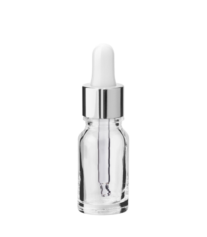 Glasflasche 10 ml klar mit silberner Pipette