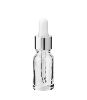 Glasflasche 10 ml klar mit silberner Pipette