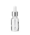 Klarglasflasche 15 ml mit silberner Pipette