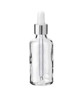 Klarglasflasche 50 ml mit silberner Pipette