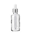 Glasflasche 50 ml klar mit silberner Pipette