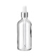 Glasflasche 100 ml klar mit silberner Pipette
