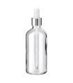 Glasflasche 100 ml klar mit silberner Pipette