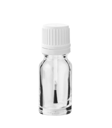 Glasflasche 10 ml klar mit weißem Pinsel