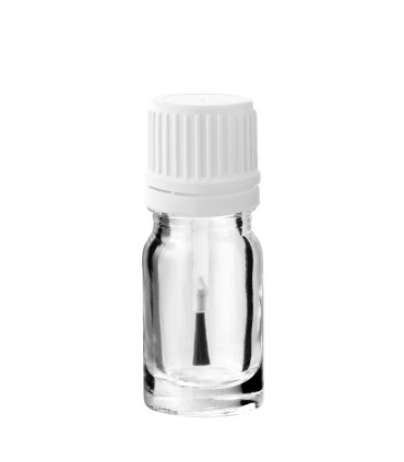Glasflasche 5 ml klar mit weißem Pinsel