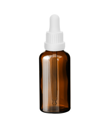 Glasflasche 50 ml braun mit weißer Pipette