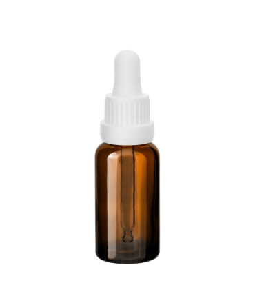 Glasflasche 20 ml braun mit weißer Pipette