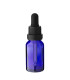 Blauglasflasche 15 ml mit schwarzer Pipette, Produktfoto auf weißem Hintergrund
