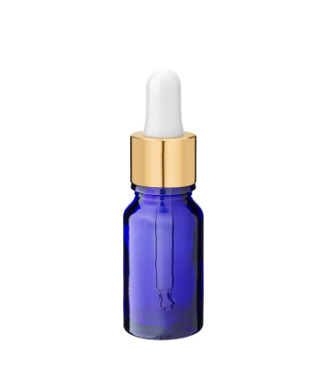 Blaue 10-ml-Glasflasche mit goldener Pipette
