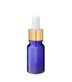 Glasflasche 10 ml blau mit goldener Pipette